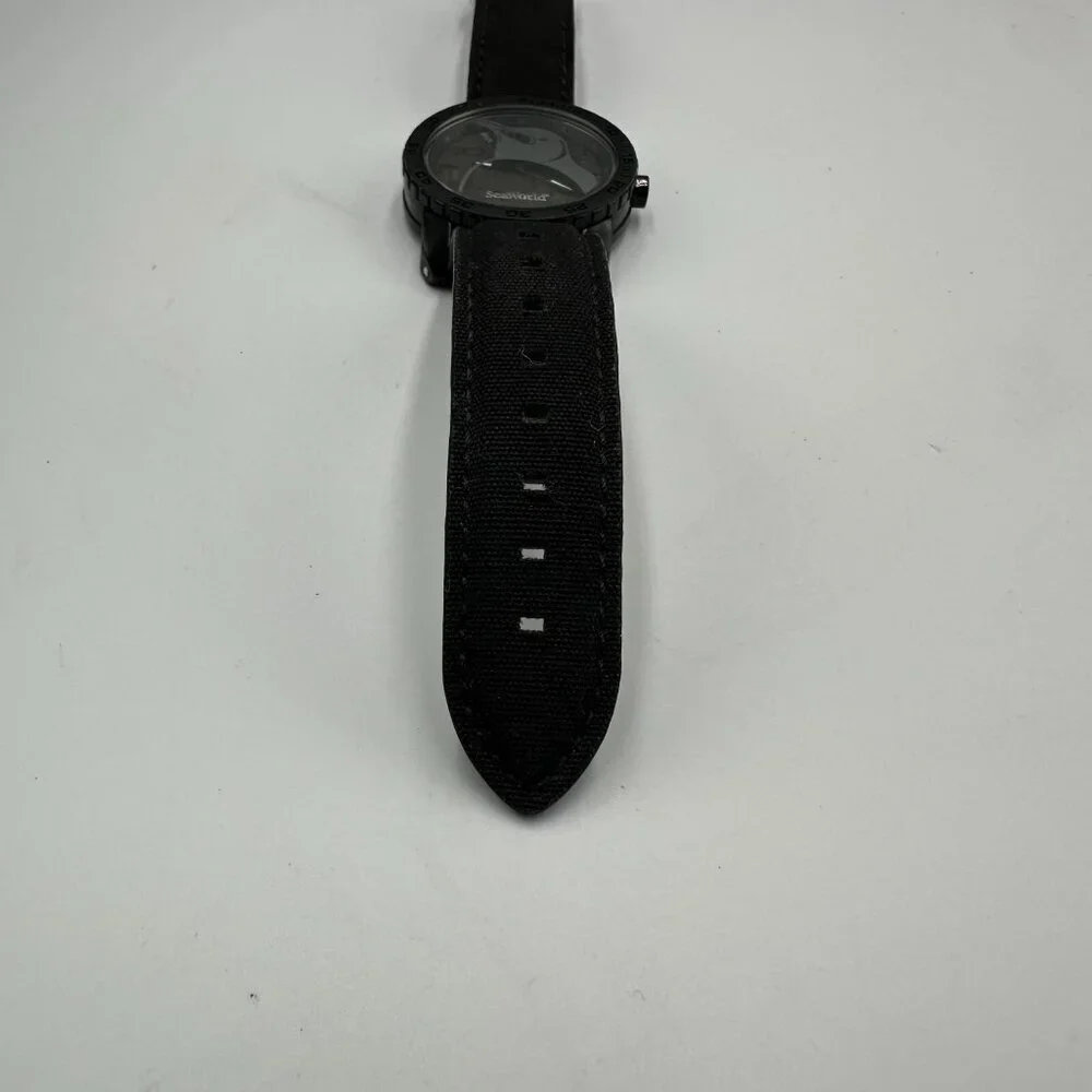 Sprout Seaworld Watch Women Black Penguin Dial Organic Cotton Band New Battery